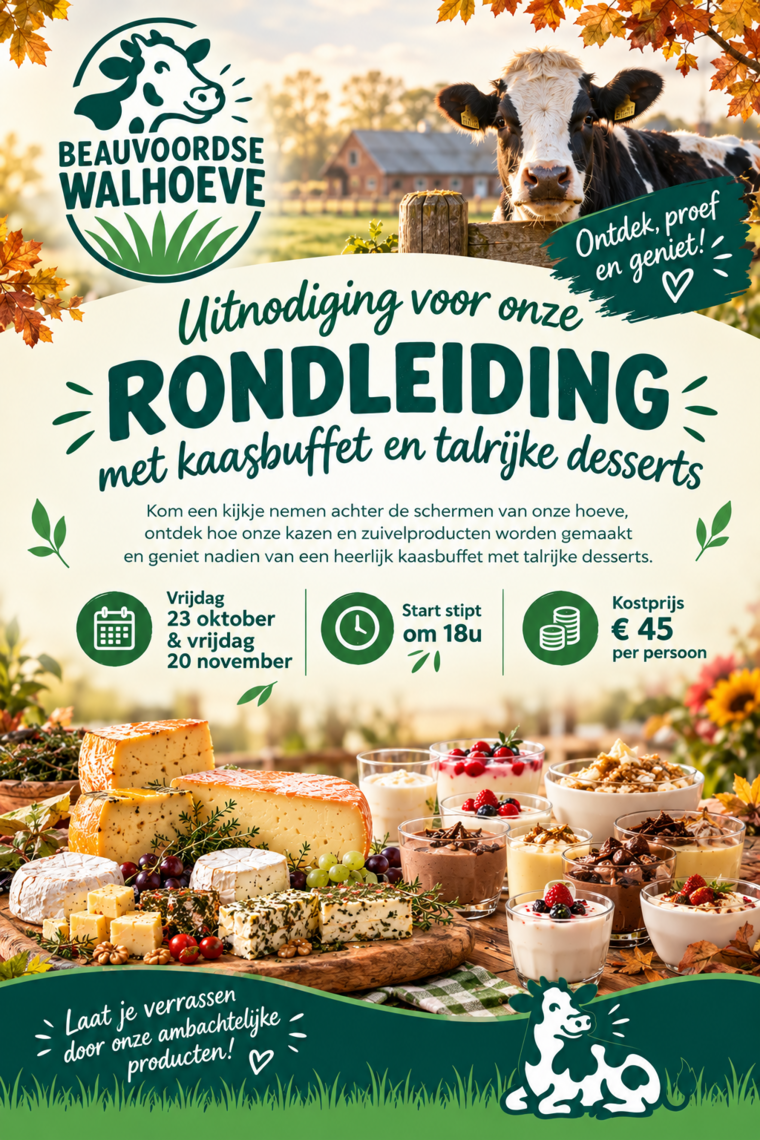 uitnodiging oktober en november -  - Rondleiding en kaasbuffet